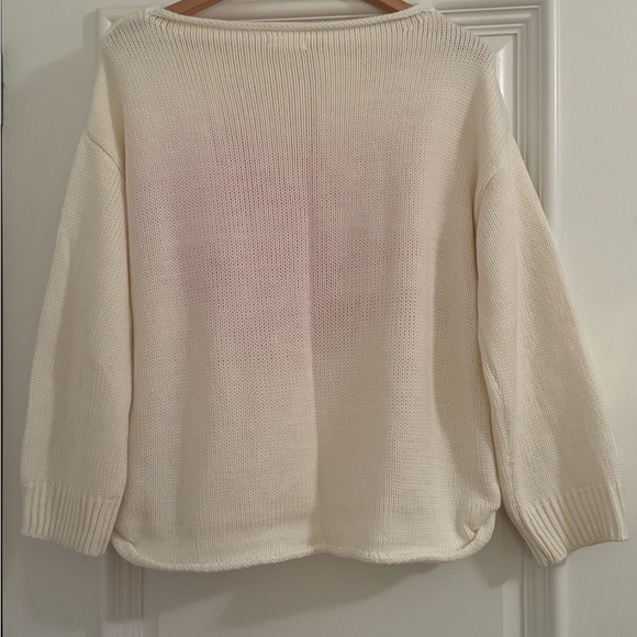 Main Strip Cream Sweater with Bold Pink Heart Size Small - Picture 2 of 2